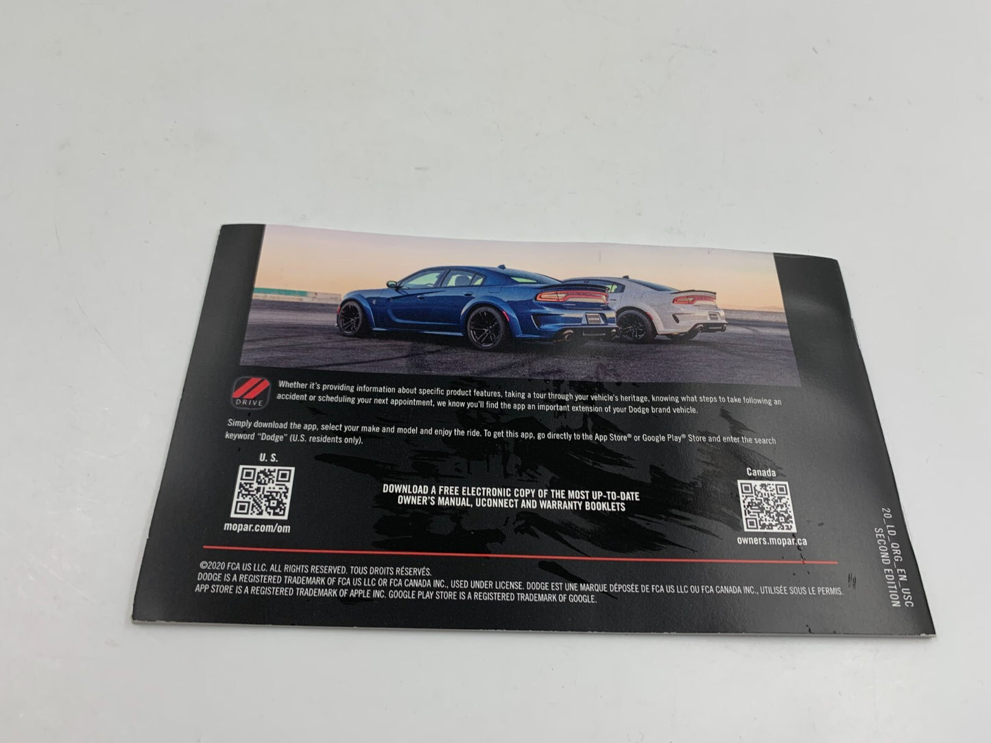 2020 Dodge Charger Owners Manual Set with Case OEM A03B54037