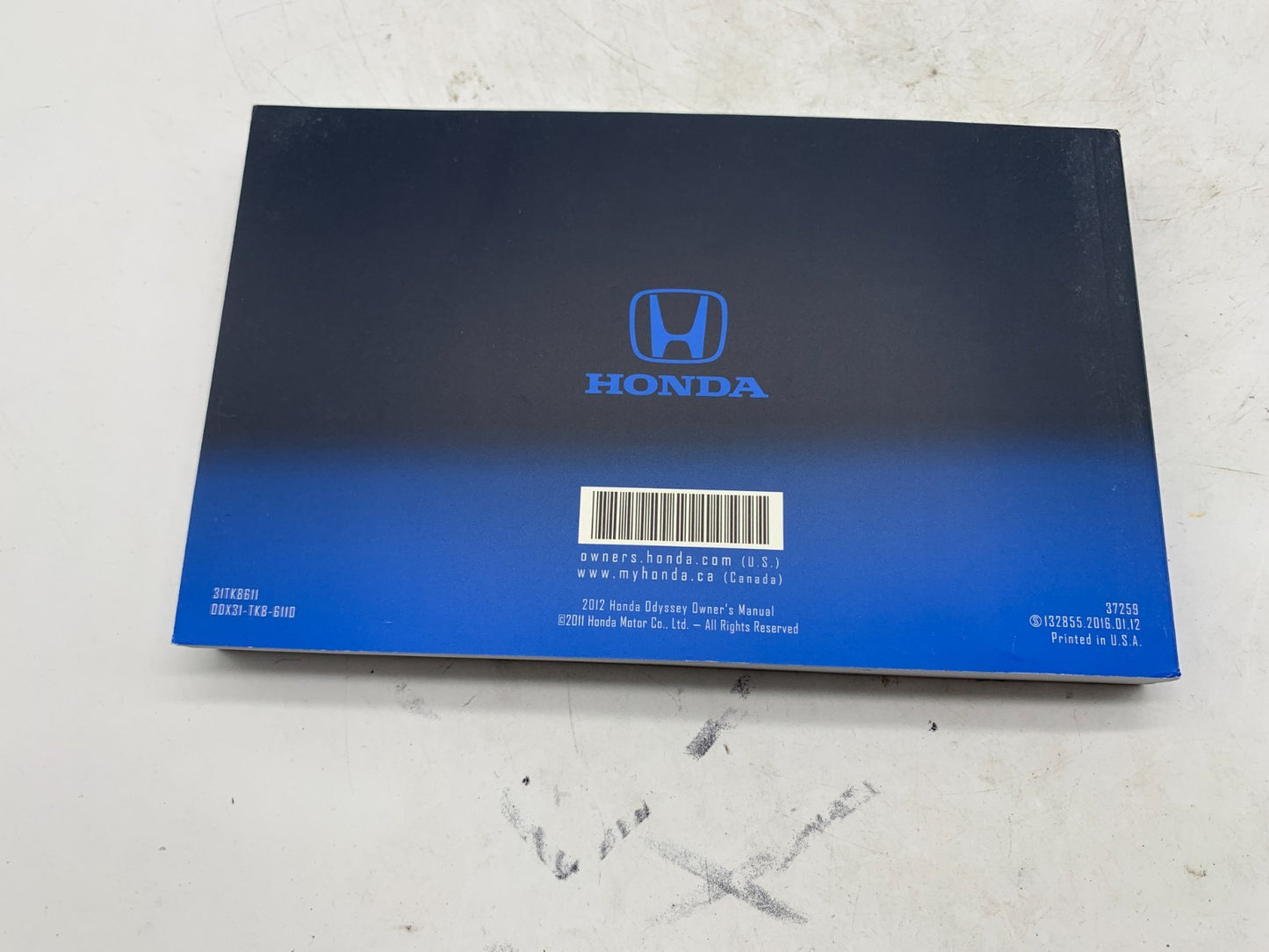 2012 Honda Odyssey Owners Manual Set with Case OEM B01B24016