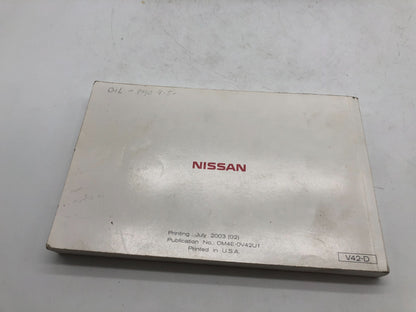 2004 Nissan Quest Owners Manual with Case OEM A01B06003