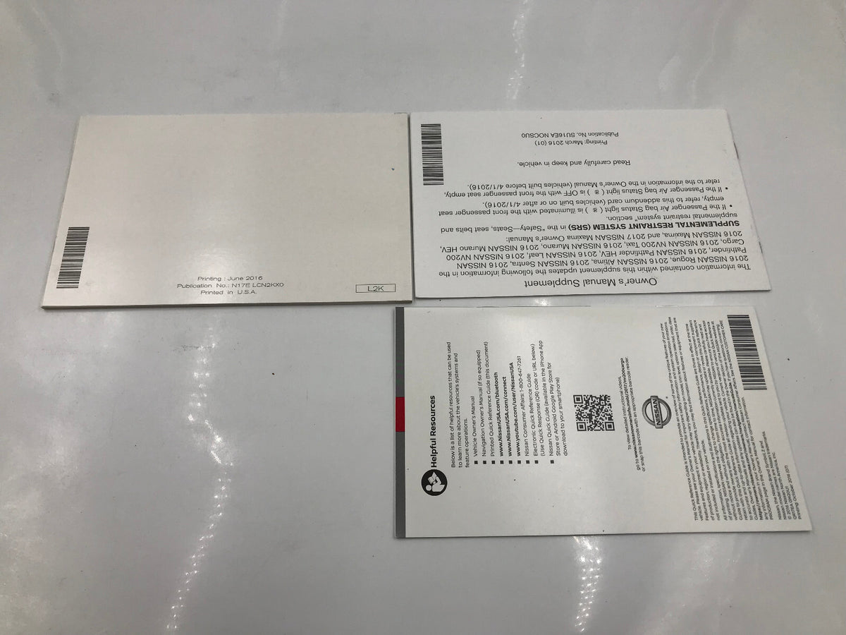 2017 Nissan NV200 Compact Cargo Owners Manual Set with Case OEM A01B35010