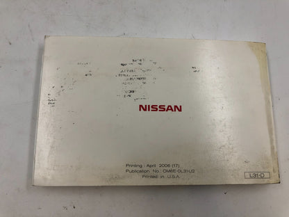 2006 Nissan Altima Owners Manual OEM C03B68014