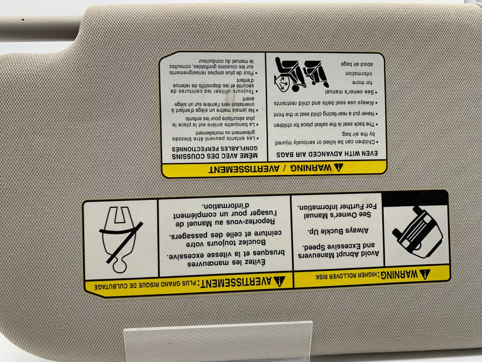 2014-2017 Nissan Rogue Passenger Sun Visor Gray with Illumination OEM