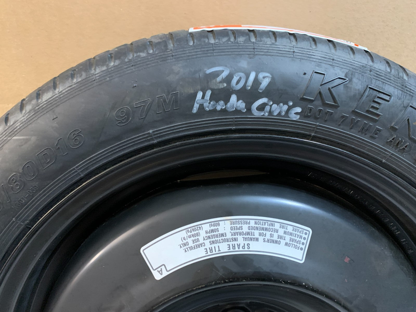 2016-2021 Honda Civic 16" Spare Tire Compact Donut OEM T125/80D16