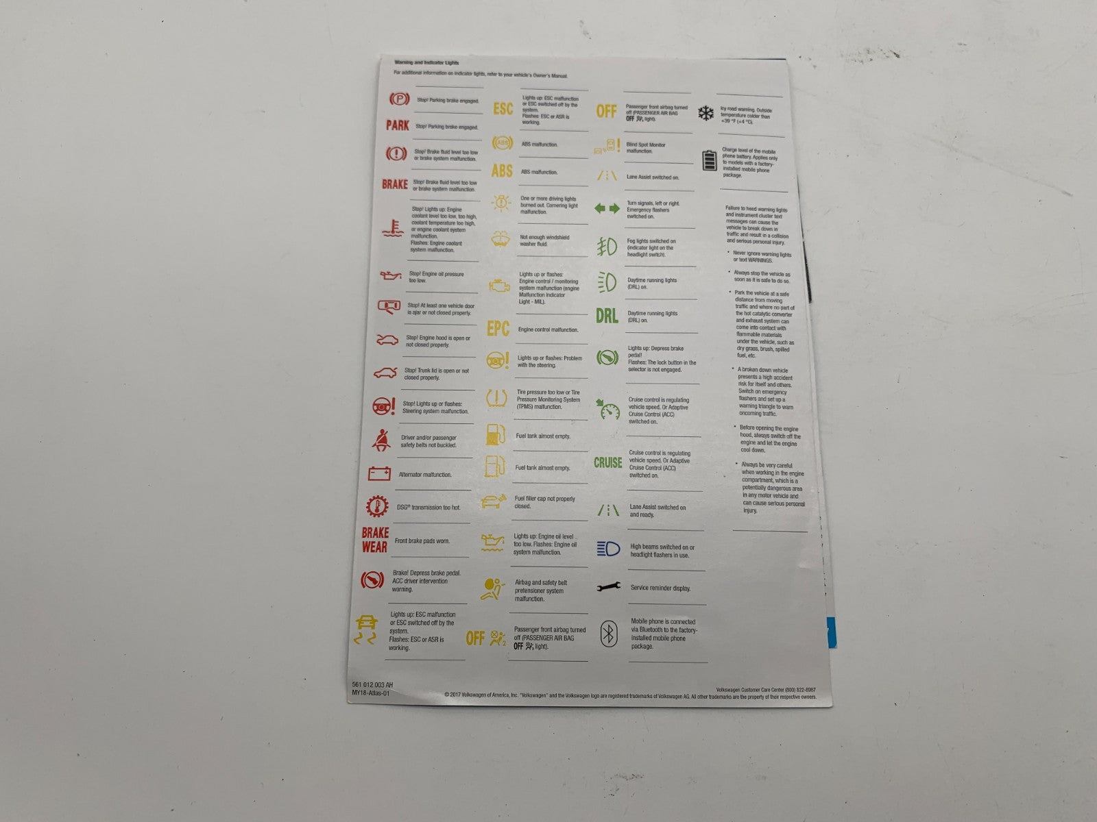 2018 Volkswagen Atlas Owners Manual Set with Case OEM B03B52005