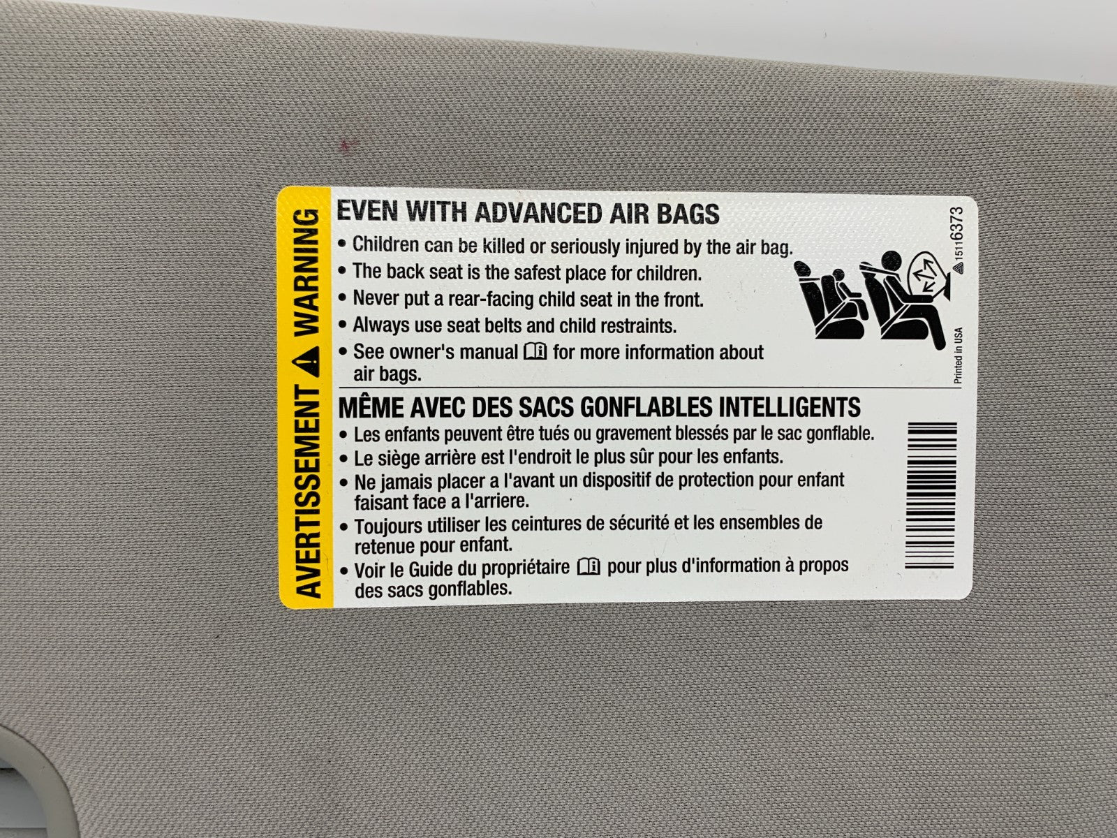 2006-2011 Buick Lucerne Passenger Sun Visor Gray Illumination OEM E01B03064