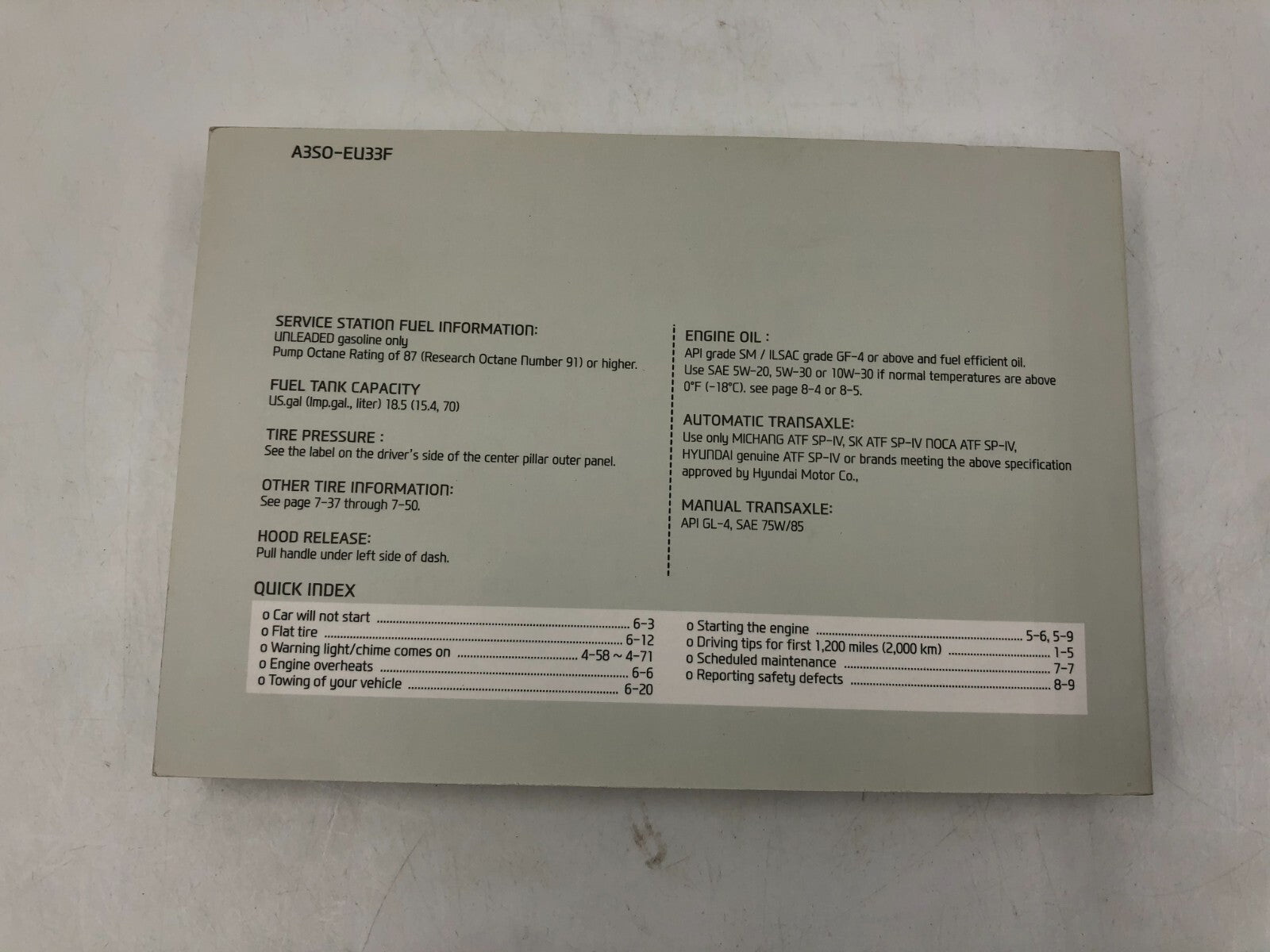 2013 Hyundai Sonata Owners Manual OEM A01B21008