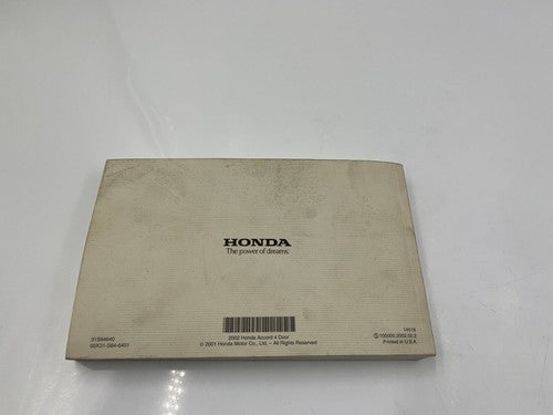 2002 Honda Accord Owners Manual OEM R01B21007