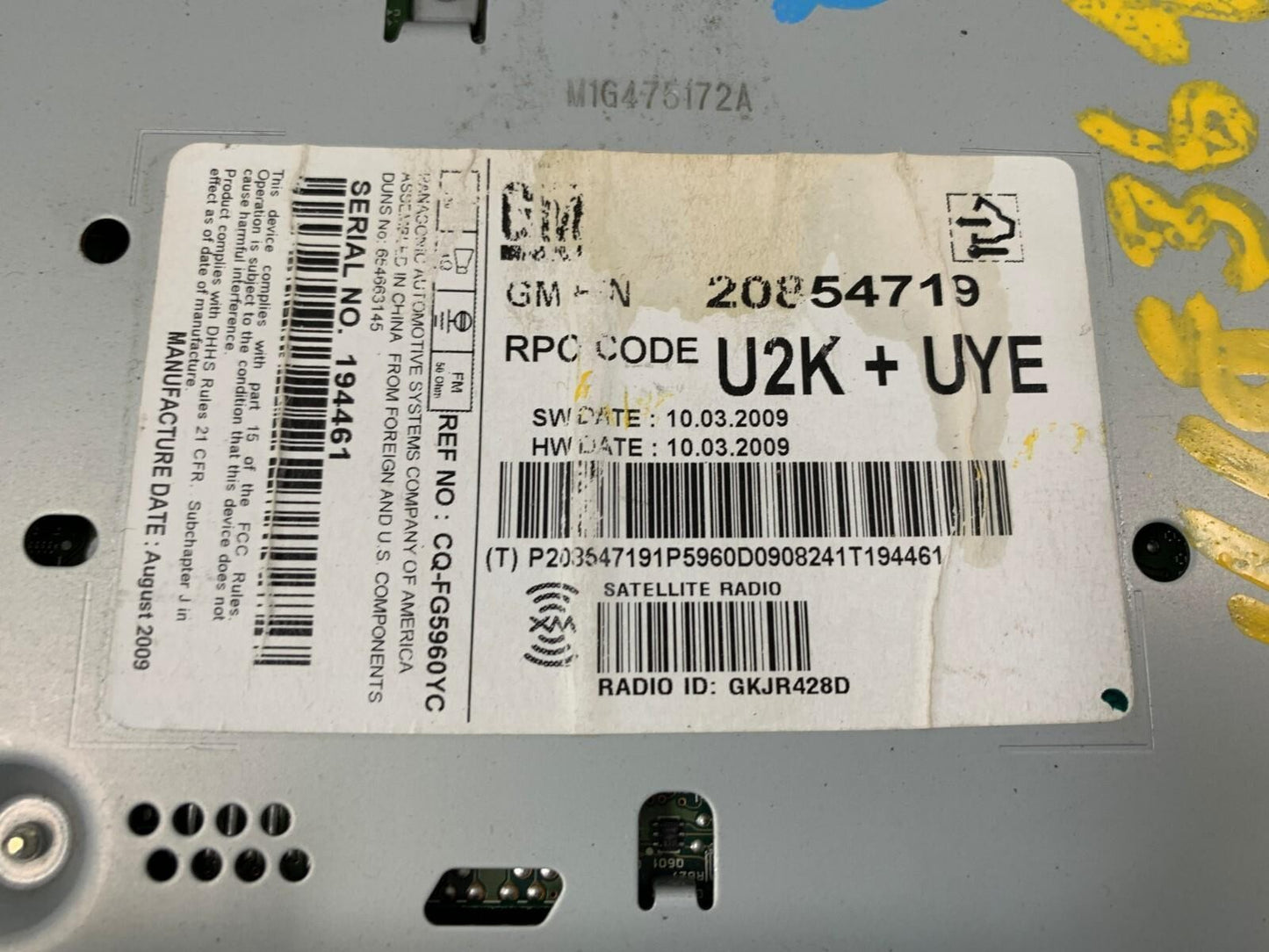2010 Chevrolet Camaro AM FM CD Player Radio Receiver OEM D02B38020