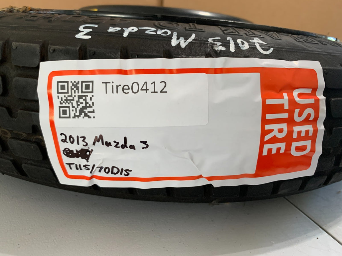 2010-2013 Mazda 3 Mazda3 15" Spare Tire Compact Donut T115/70D15 OEM Emergency