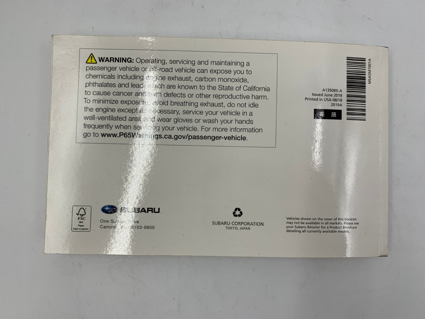 2019 Subaru Impreza Owners Manual Set with Case OEM D03B20073