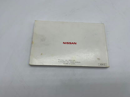 2004 Nissan Maxima Owners Manual OEM R01B37032