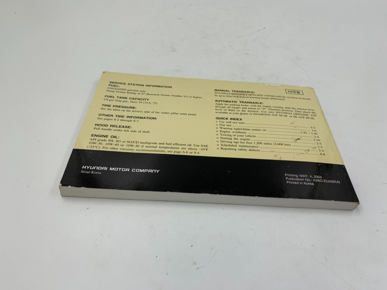 2004 Hyundai Santa FE Owners Manual OEM C04B59007