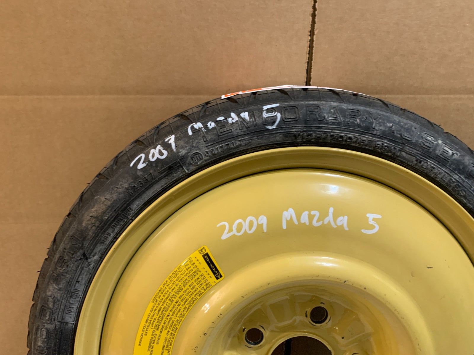 2006-2017 Mazda 5 Mazda5 16" Spare Tire Wheel Compact Donut T125/70D16
