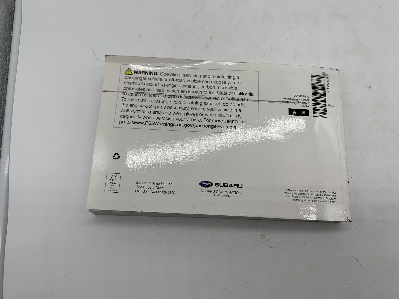 2021 Subaru Legacy Owners Manual Set with Case OEM R01B24033
