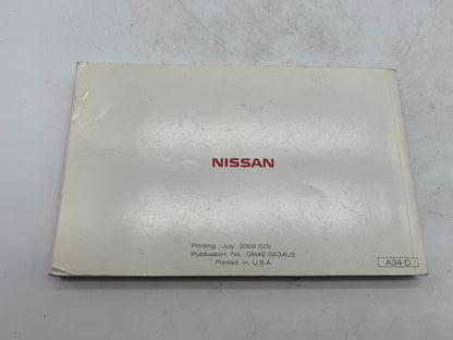 2004 Nissan Maxima Owners Manual Set with Case OEM R01B15012