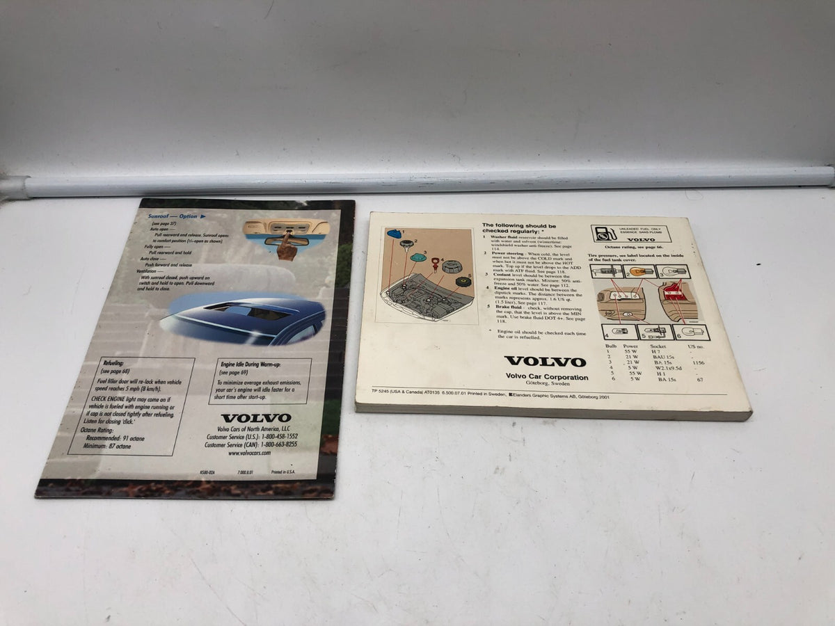 2001 Volvo S80 Owners Manual Set OEM D02B66007
