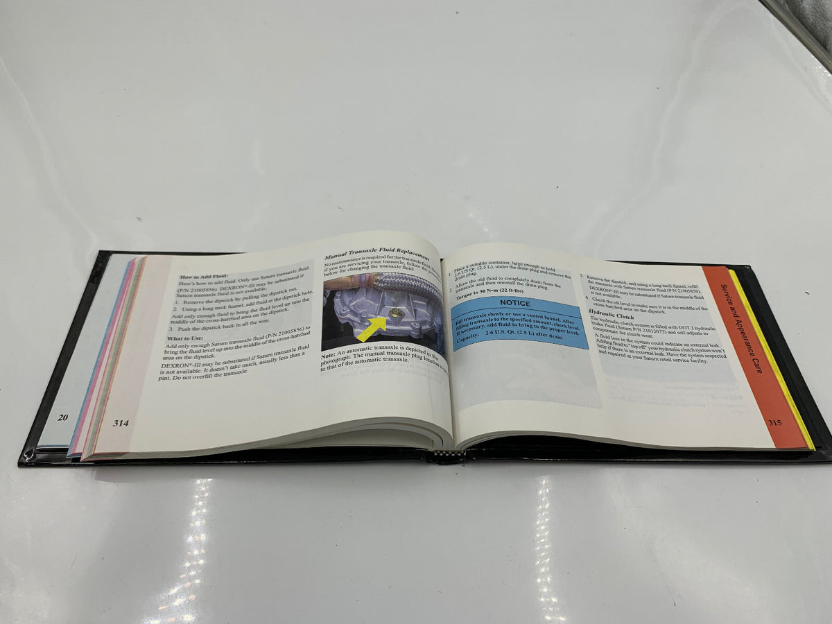 2001 Saturn S Series Owners Manual OEM D01B13007