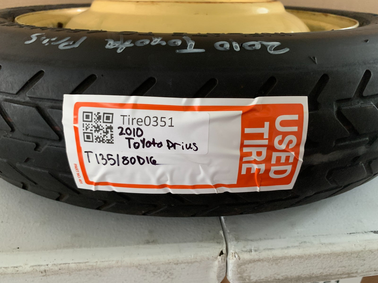 2010-2015 Toyota Prius 16" Spare Tire Compact Donut T135/80D16 OEM