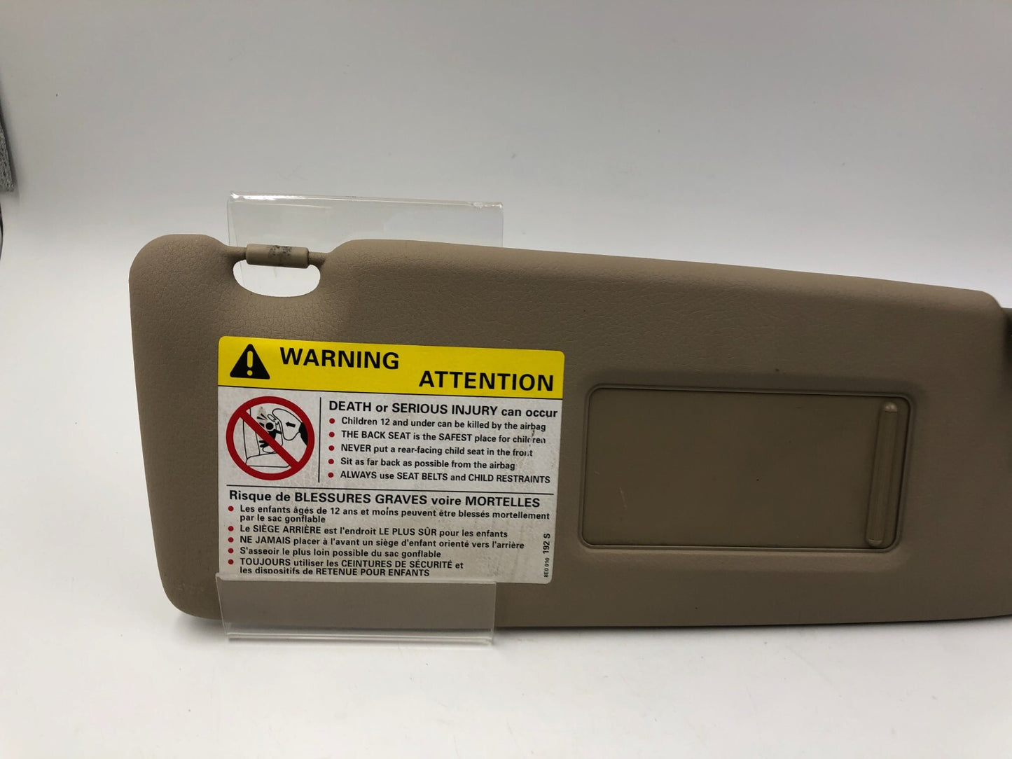 2003-2009 Audi A4 Passenger Sun Visor  Tan Illuminated OEM E01B27084